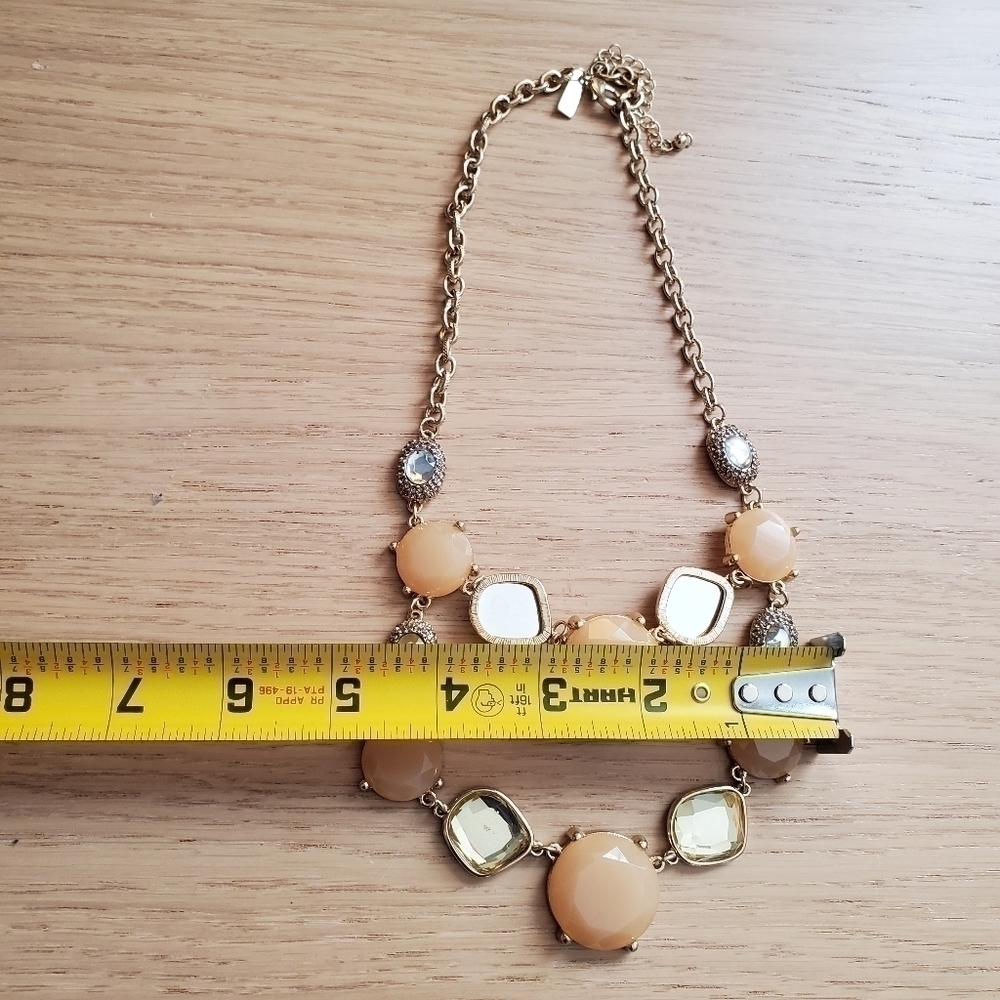 Inc Chunky Statement Necklace Gold Tone Cream and Clear - Picture 5 of 5